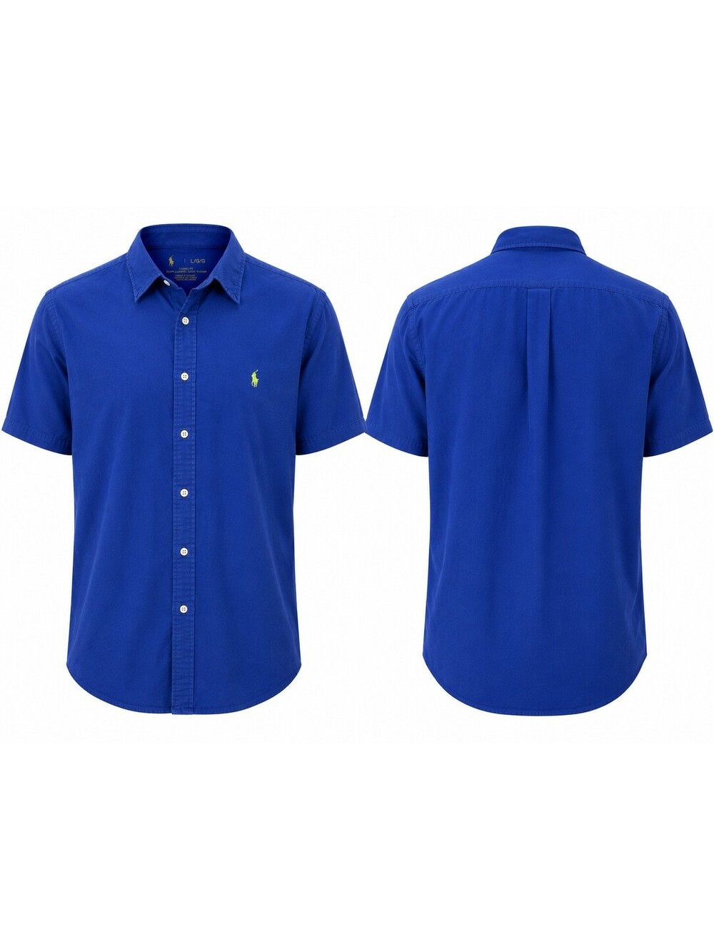 Ralph Lauren Button Down Shirt Mens L Blue Short Sleeve Classic Fit Cotton
